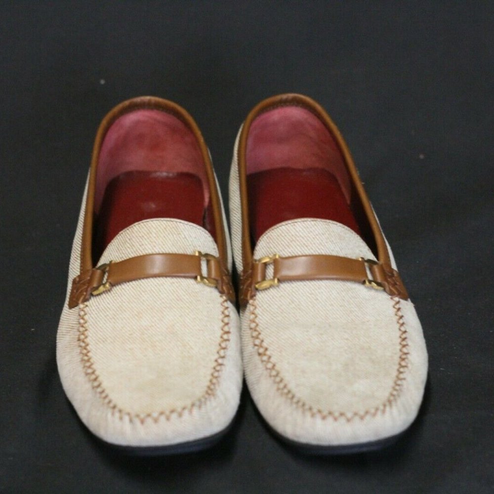 Tan Denim Women Dattero Suede Calf Loafers 9.5 AA Salvatore Ferragamo Italy READ